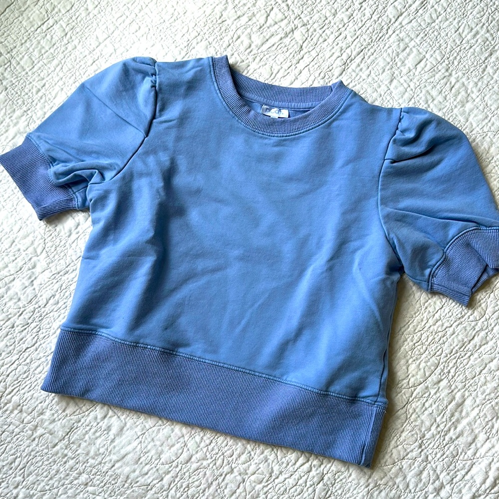 Periwinkle blue puff sleeve sweatshirt. Girls size 12